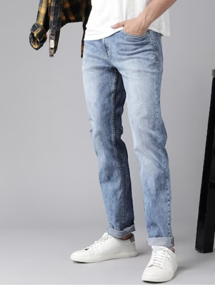 Regular-straight fit denim jeans for men