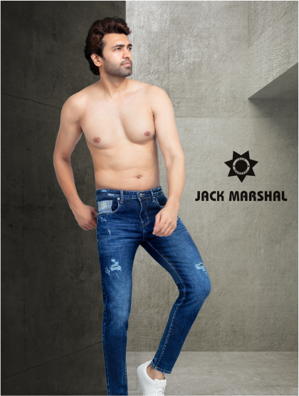 Dark Blue skinny and ankel fit funky denim jeans for men