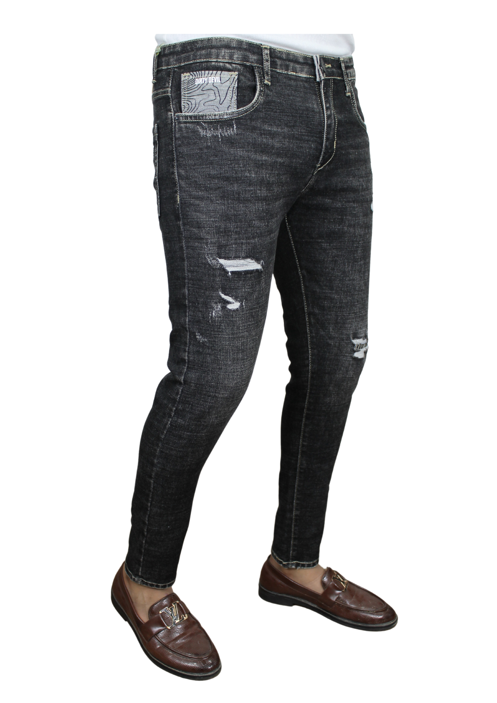 Smooth Charcoel Gray Dark Ankle Fit Funky Denim Jeans