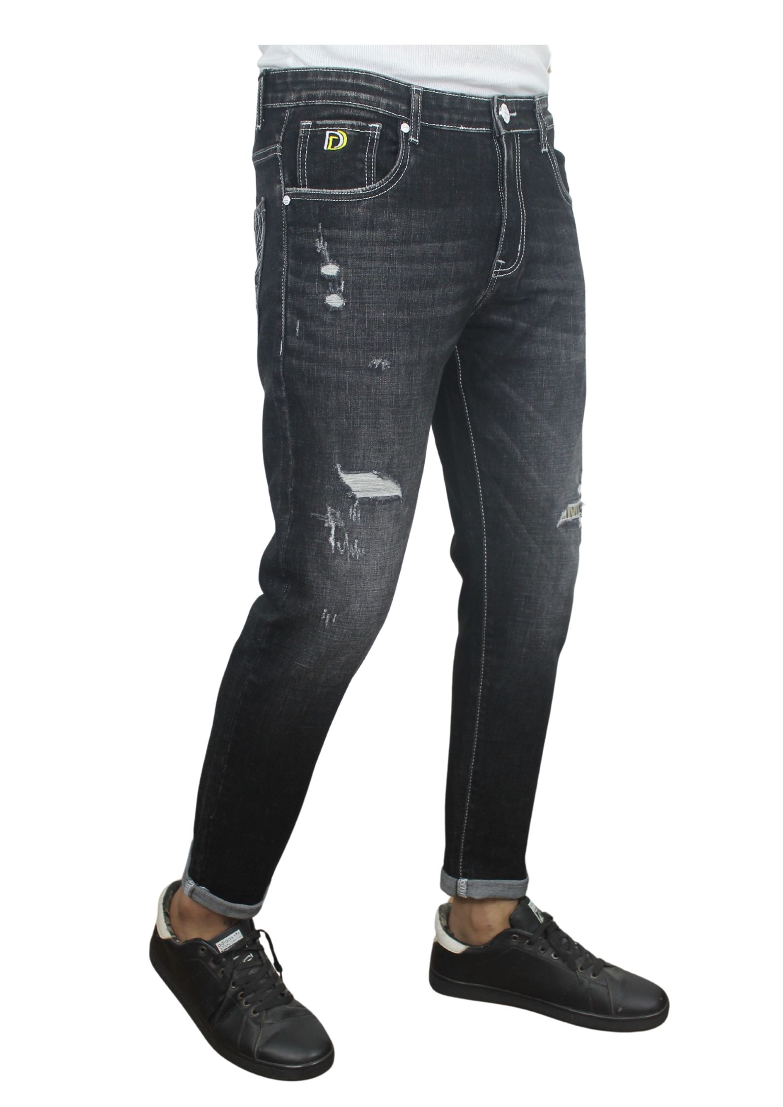 Charcoale Dark Ankle Fit Funky Denim Jeans