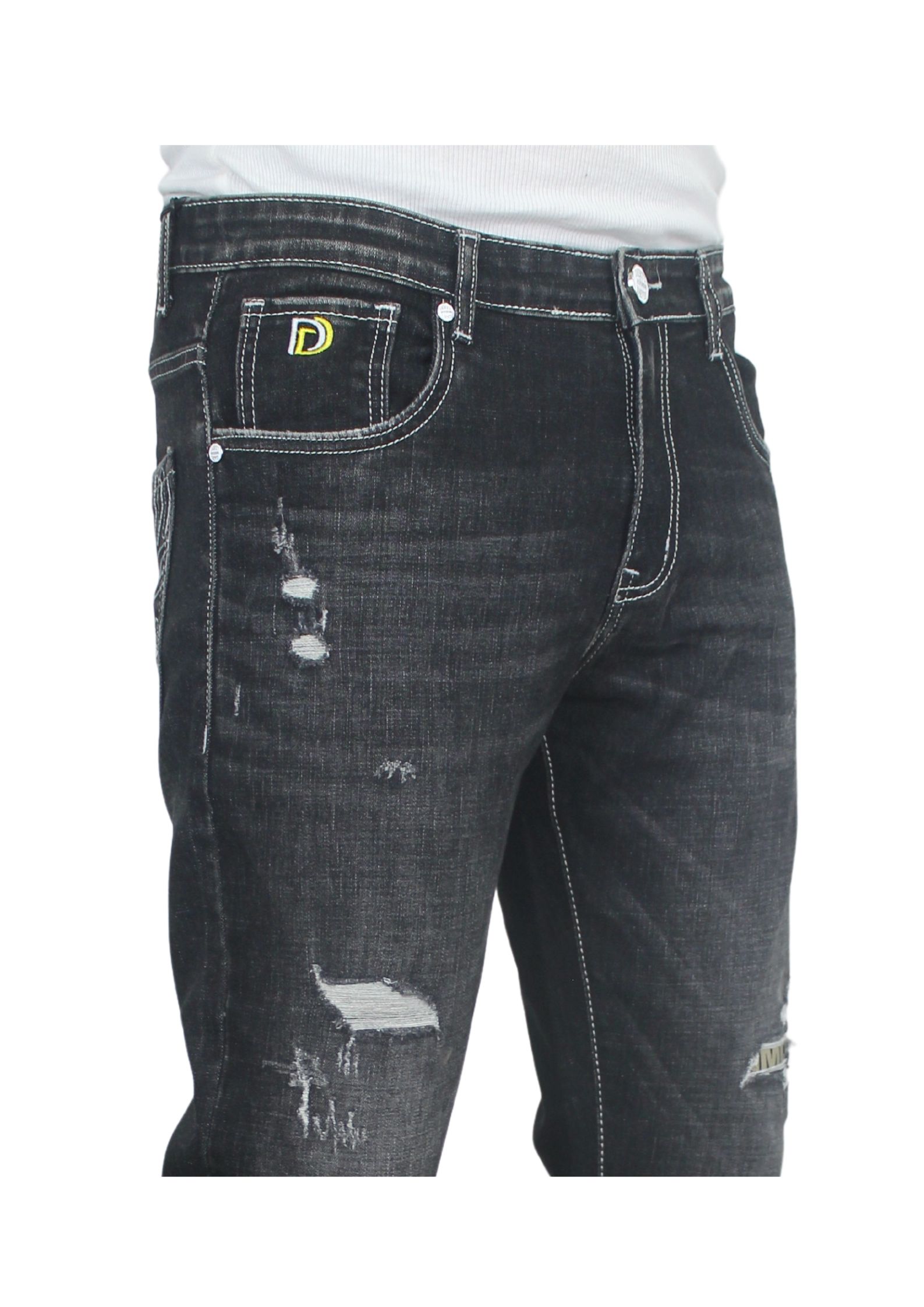 Charcoale Dark Ankle Fit Funky Denim Jeans