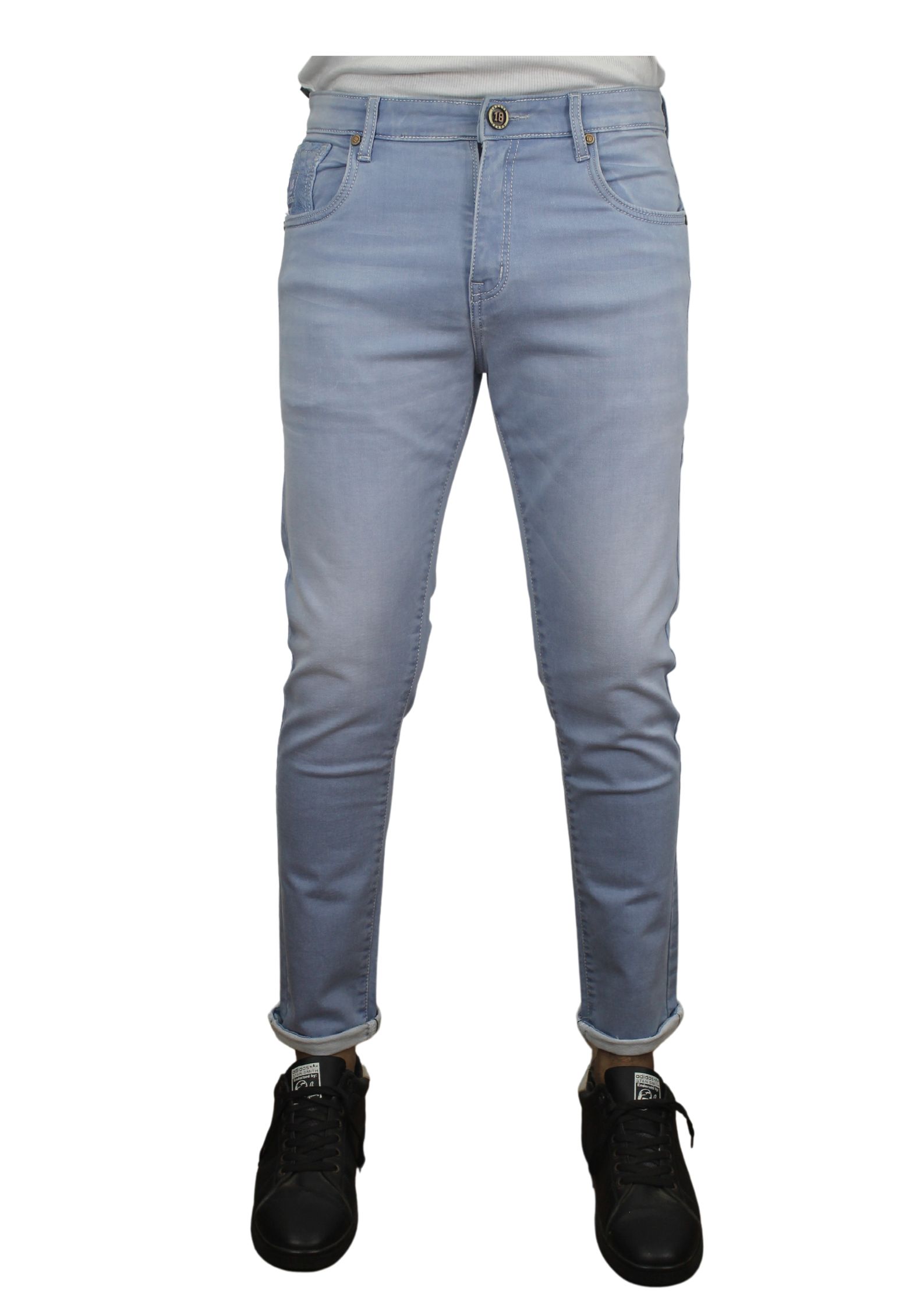 Ice Light Blue Ankle Fit Basic Denim Jeans