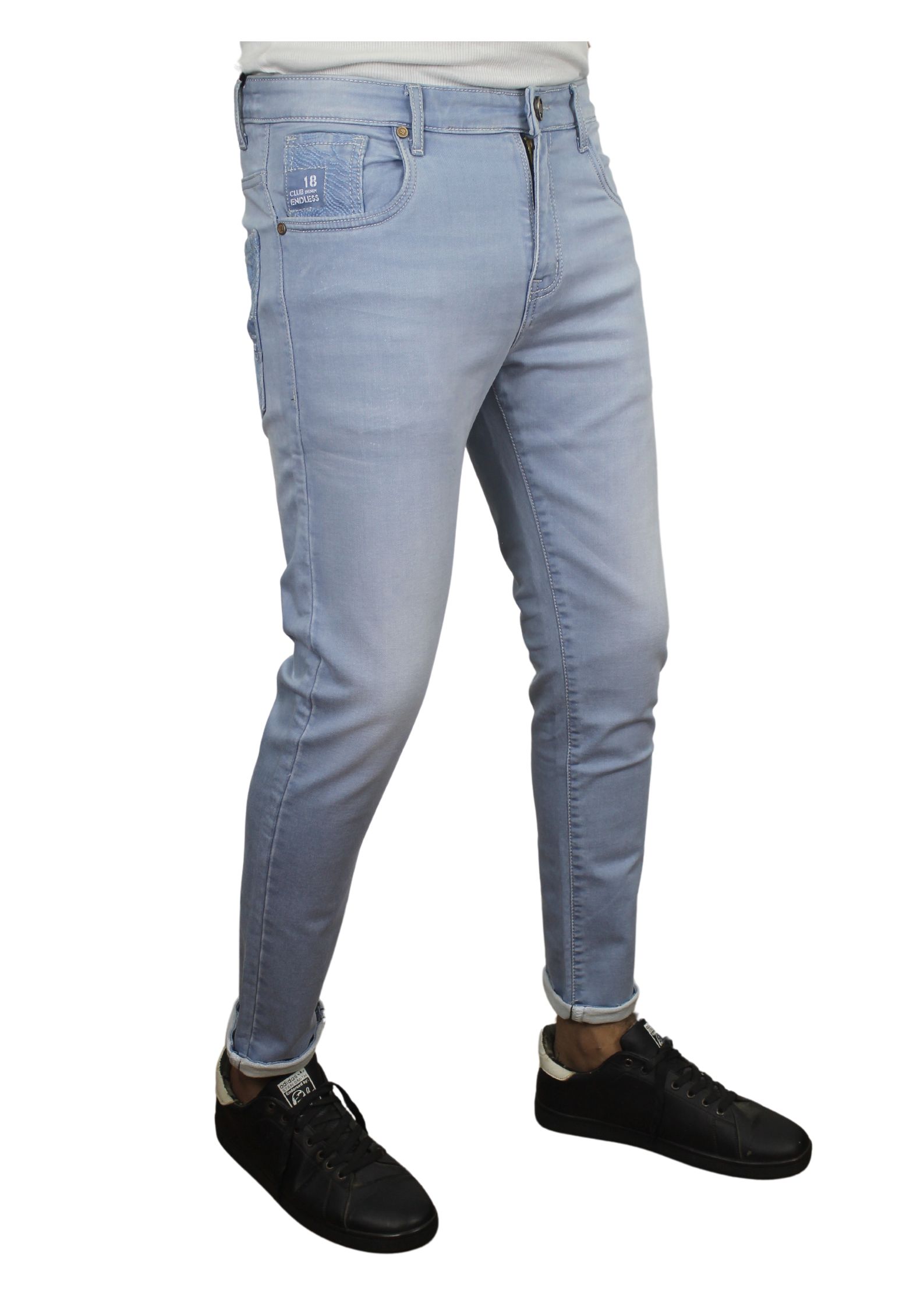 Ice Light Blue Ankle Fit Basic Denim Jeans