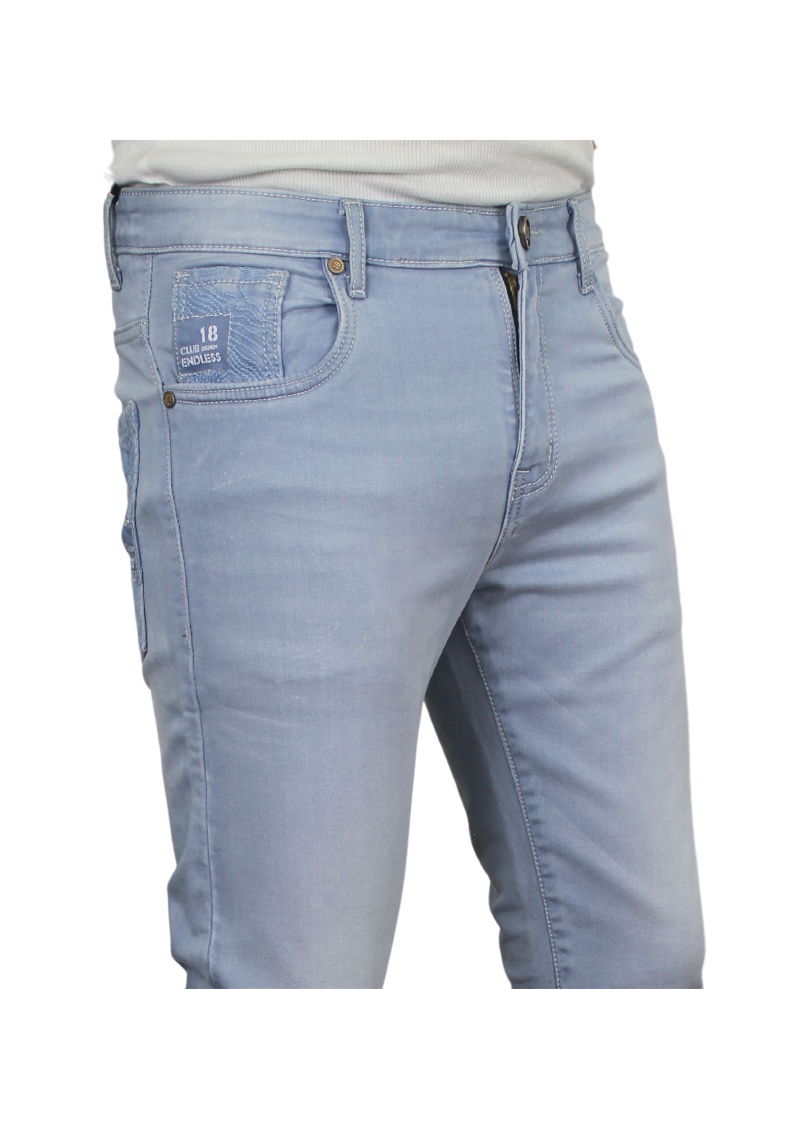 Ice Light Blue Ankle Fit Basic Denim Jeans